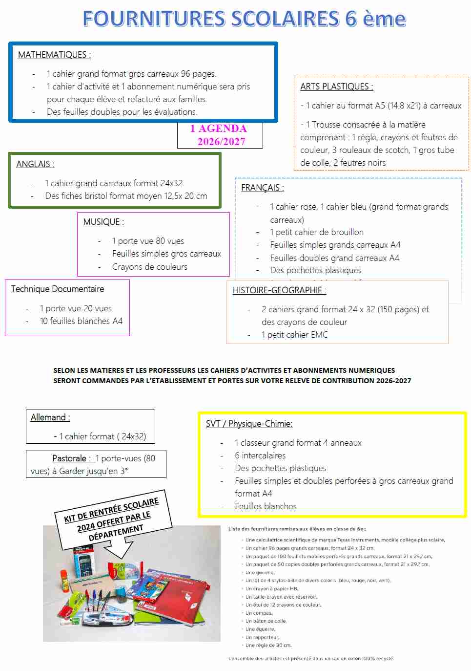 Cours Bastide Établissement scolaire à Marseille - fournitures scolaires 6ème 2026/2027 1